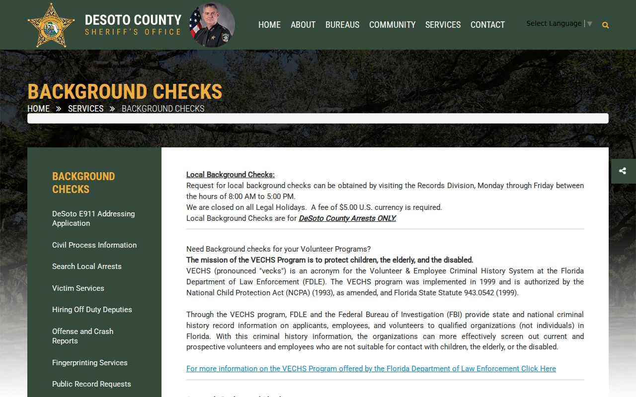 DeSoto County criminal history local check instructions