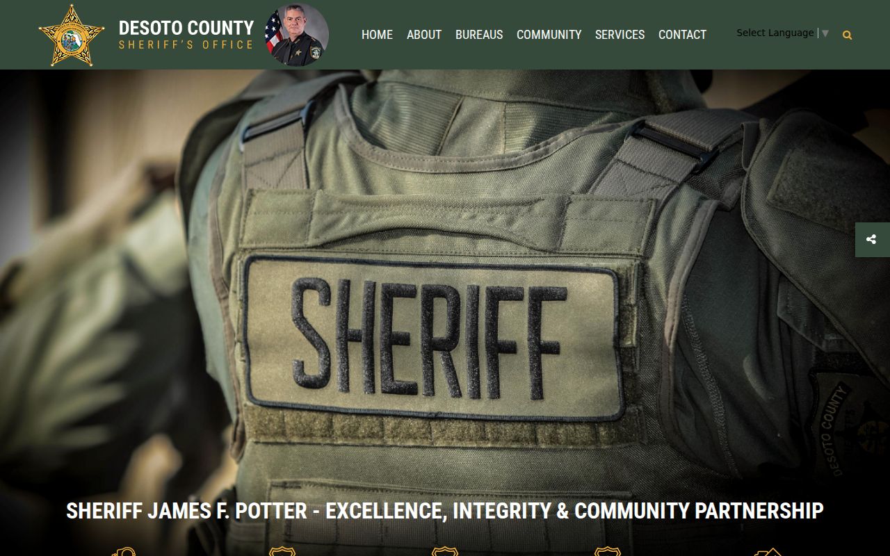 DeSoto County criminal history access on the sheriff homepage
