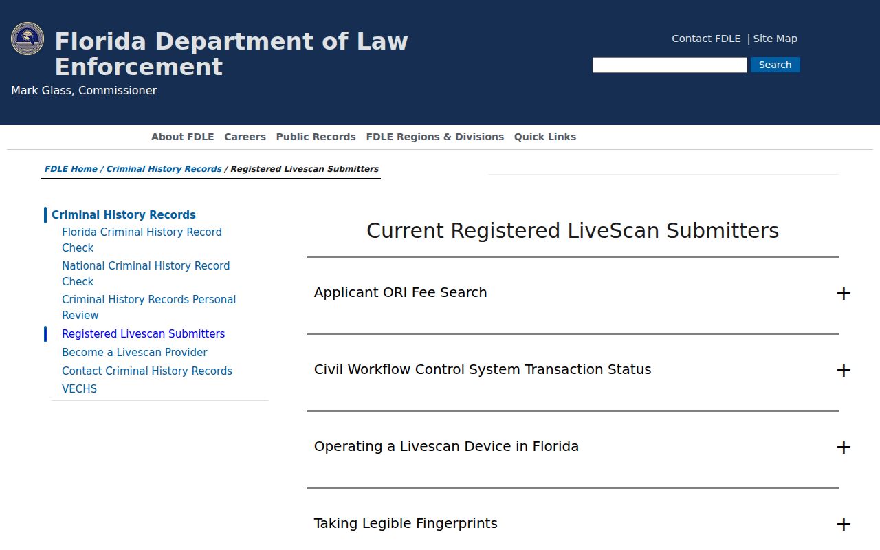 DeSoto County criminal record LiveScan provider search