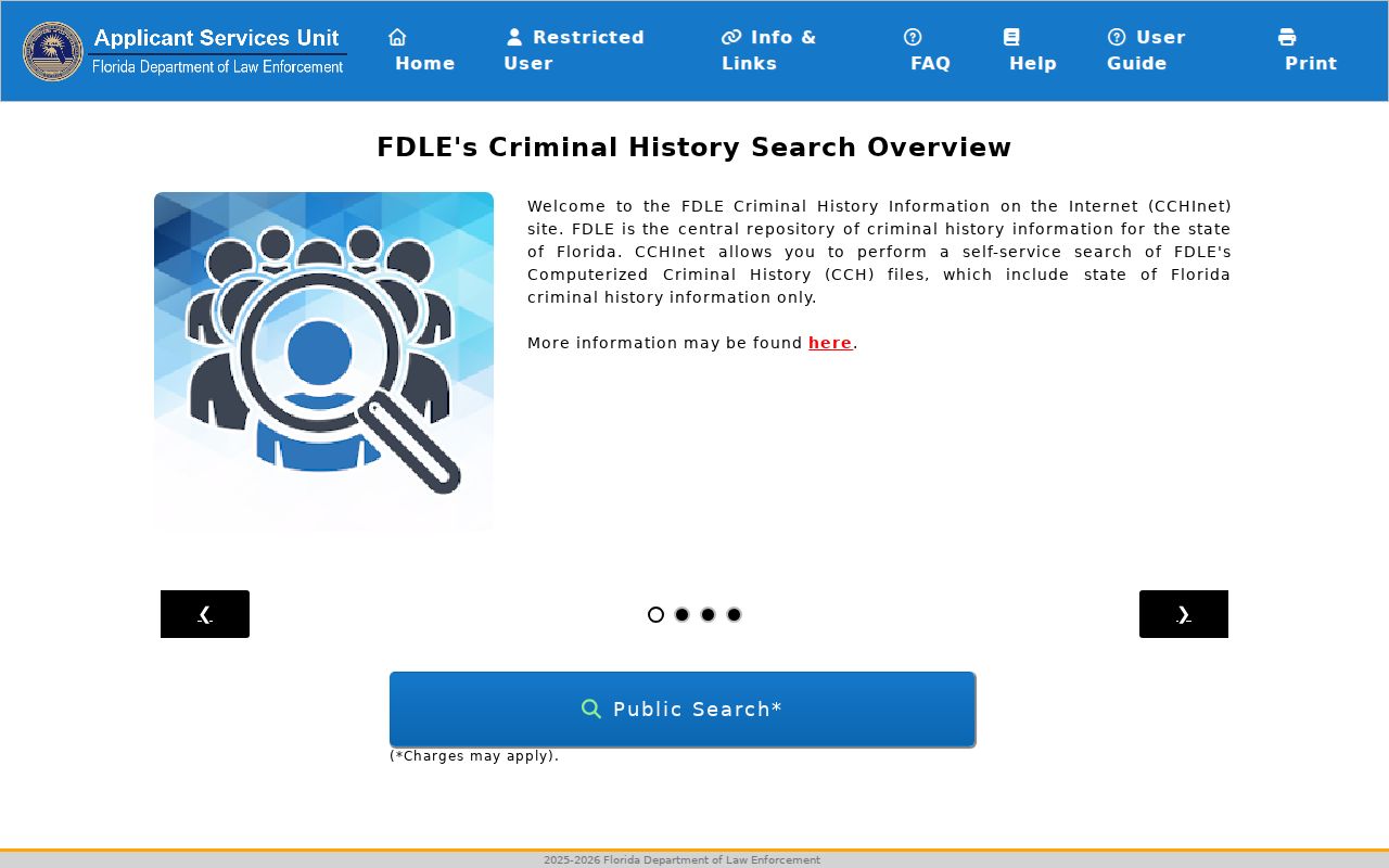 DeSoto County criminal history search through FDLE